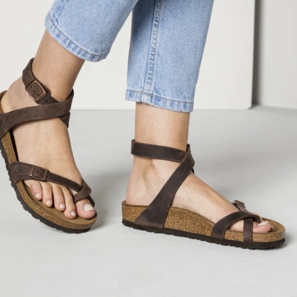 BIRKENSTOCK Yara Ankle Strap Sandals Habana Brown Leather size EU 40 US 9 New - Picture 9 of 10